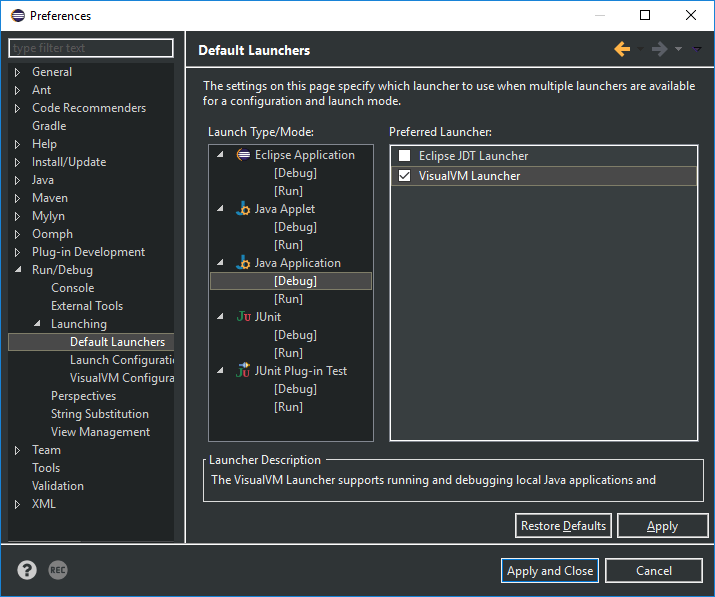 Launch configuration