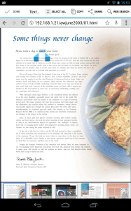 Example of view of our output HTML in Android