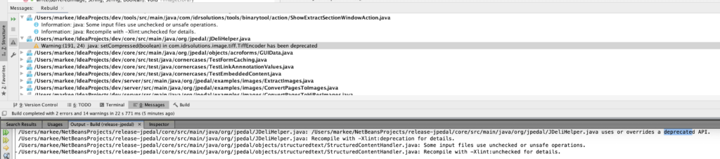 deprecated methods warning