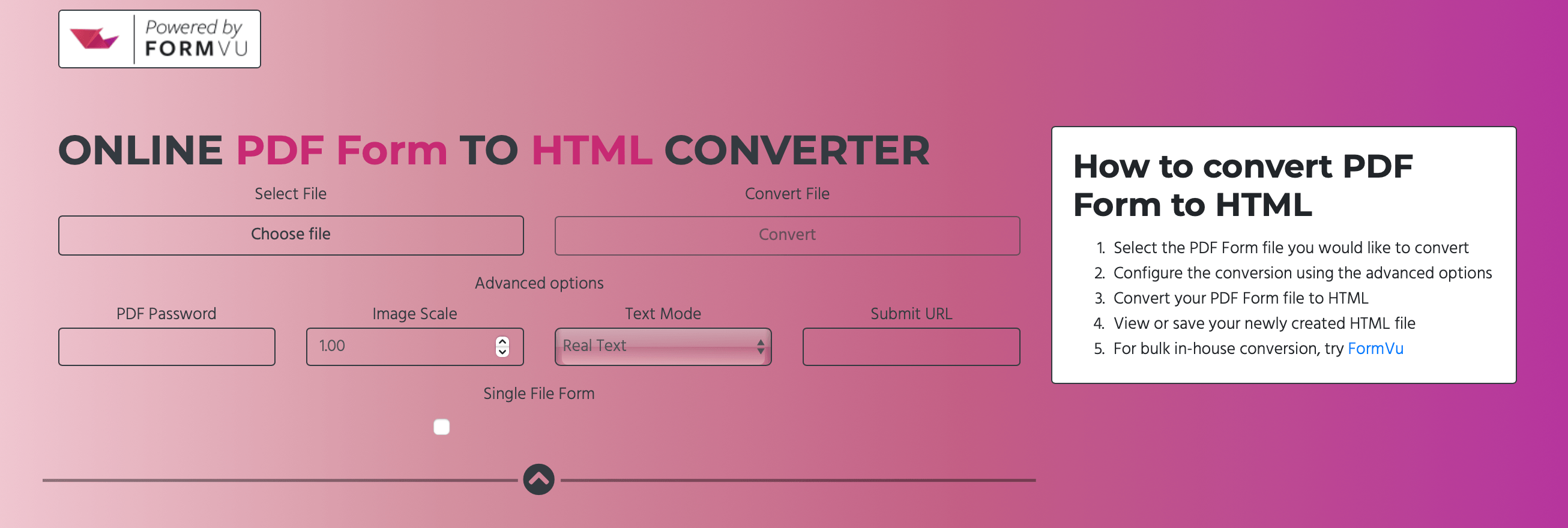 IDRsolutions online converter - PDF form to HTML form