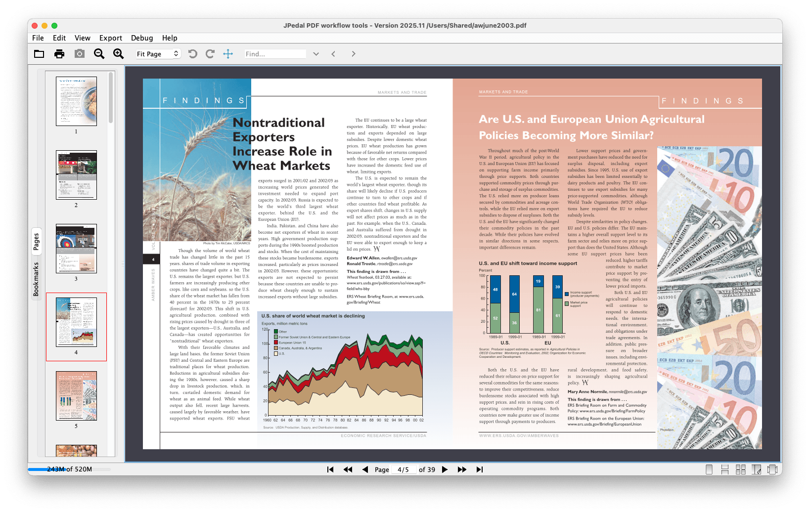 PDF with initial view using two page column and thumbnails